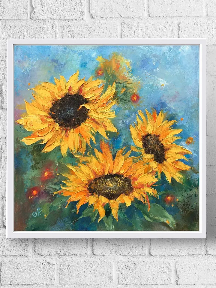 Sunflower Oil Painting Original Still Life Painting Flowers Wall Art