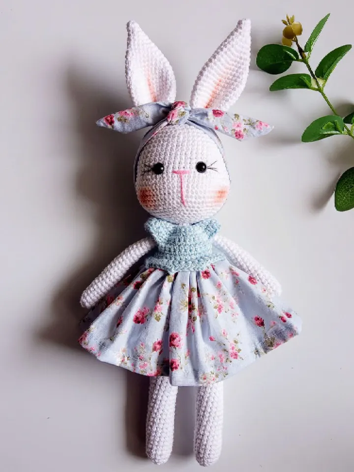 Personalized Doll Bunny Girl, Personalized Crochet Doll, Baby Toys, Baby Shower Gift Basket, Birthday Gift Box For Her