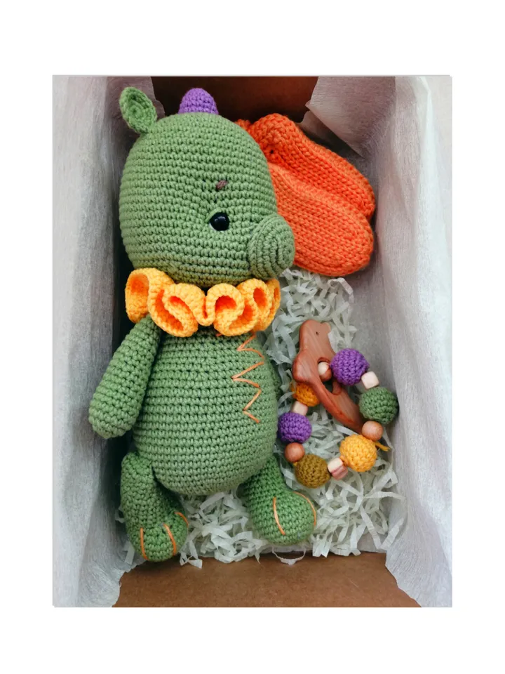 Soft toy. Baby box, stuffed dragon toy, rodent dolphin
