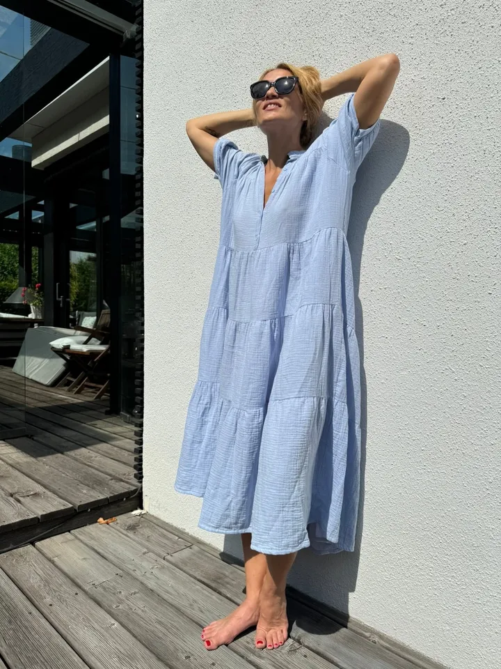 Romantic musline summer feminine NATA dress / comfort women vacation summer long oversize dress | maxi flowy cotton designer dress