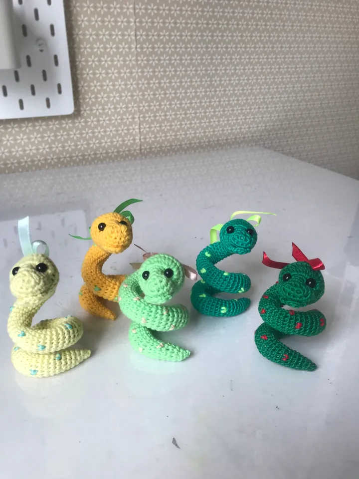 Snake toy keychain blue