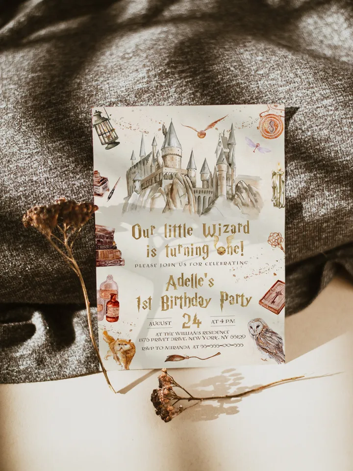 The Chosen One Invitation; Wizard Birthday Party; Magic School 1st Birthday Invitation Template; Editable Wizarding World Invitation; Wms12