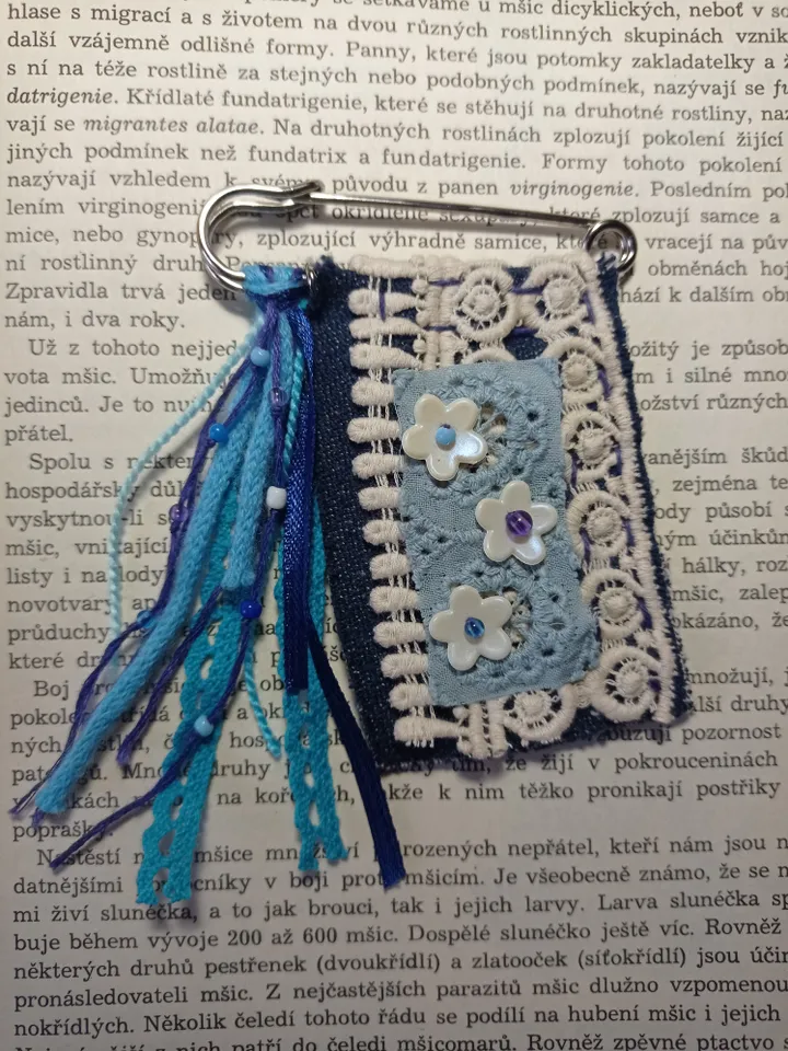 Handmade Denim Kilt Pin Brooch