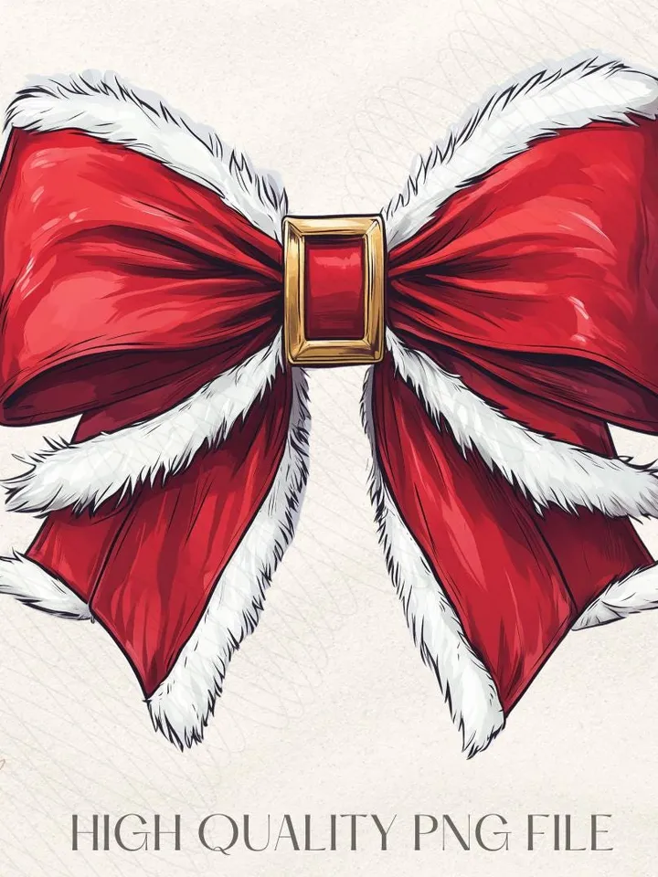 Christmas Coquette bow Png, Christmas santa bow png, Christmas Sublimation T Shirt Designs, Christmas png, Christmas design, Santa Claus png