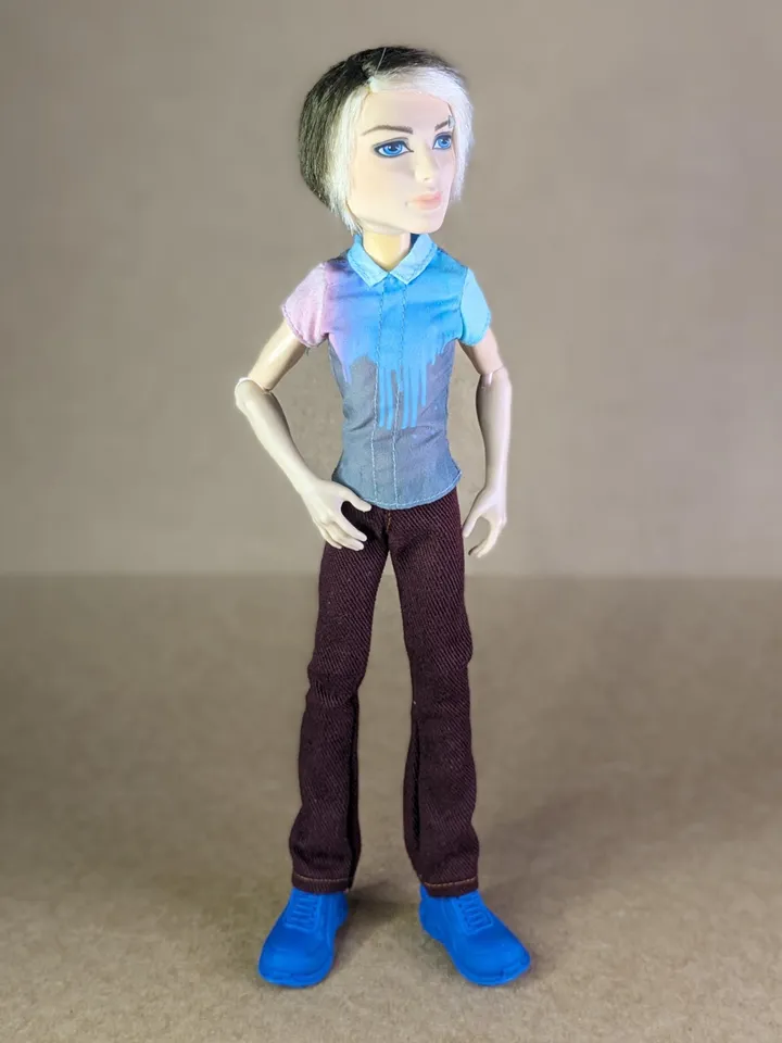 Handmade Burgundy denim pants or shorts for 1/6 scale boy dolls