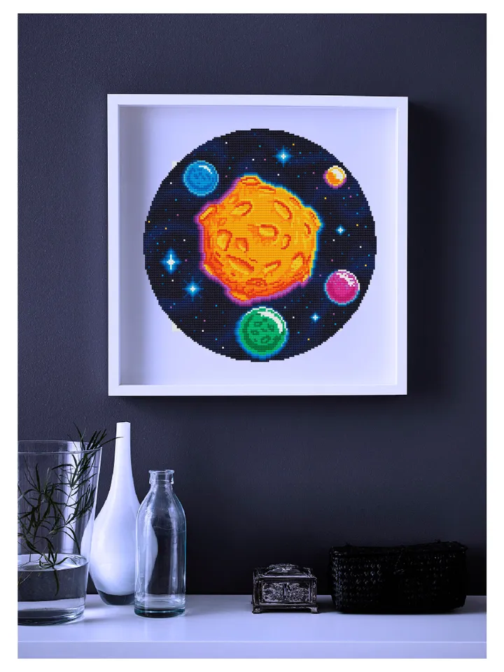 Space moon with craters cross stitch pattern PDF download Planets cross stitch chart, Galaxy pattern digital PDF, Lunar craters #L61