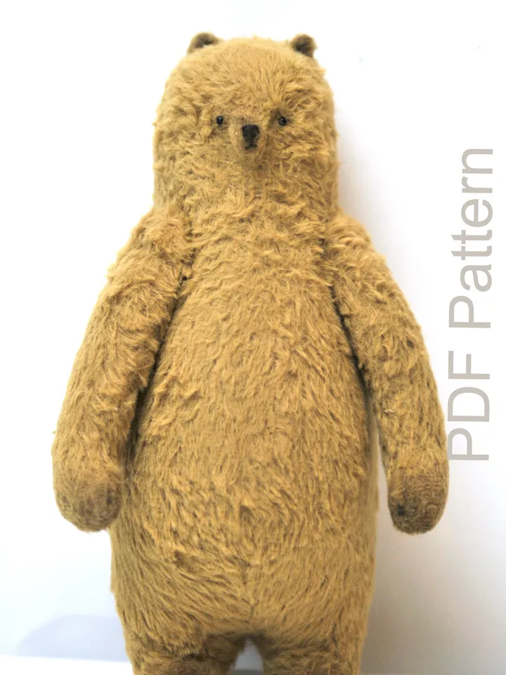PDF E-pattern for 7.5" (19cm) Winter Bear/ Artist Teddy Bear Pattern/plump brown bear sewing instructions/anime bear toy