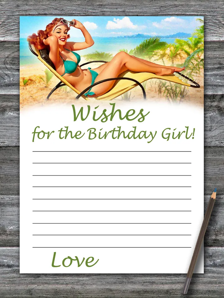 Pin up Wishes for the birthday girl,Adult Birthday party game printable-fun games for her-Instant download