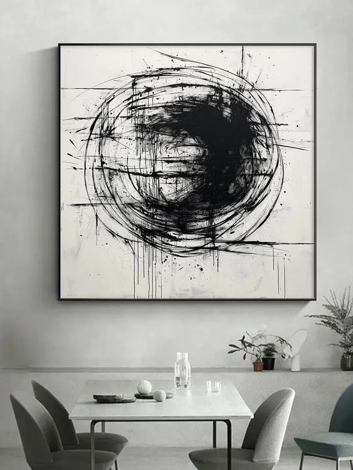 Black and White Abstract Painting, Minimalist Wall Art, Large Canvas Art, Modern Art, Textured Painting, Office Decor, Living Room Decor