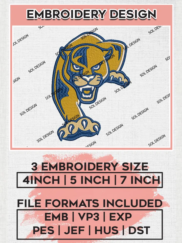 NCAA Florida International Panthers Mascot Logo Embroidery Designs, NCAA Logo Machine Embroidery Files, NCAA Florida International Logo, NCAA Embroidery Designs, Machine Embroidery Designs, Digital Download