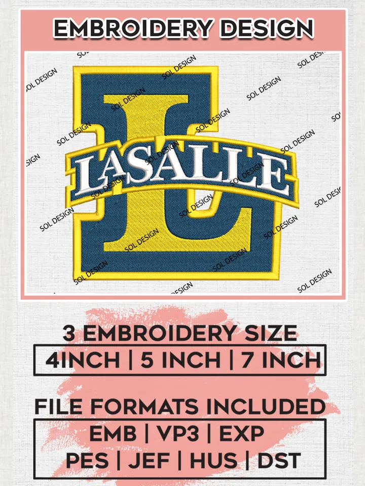 La Salle Explorers Logo Machine Embroidery Design, NCAA La Salle Explorers Embroidery Design Design files, NCAA Embroidery Designs, NCAA Machine Embroidery Designs, Digital Download