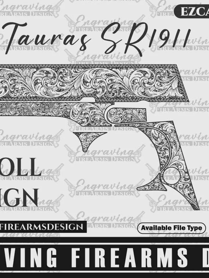 Engraving Firearms Design Tauras SR1911 Scroll Design with Versace pattern
