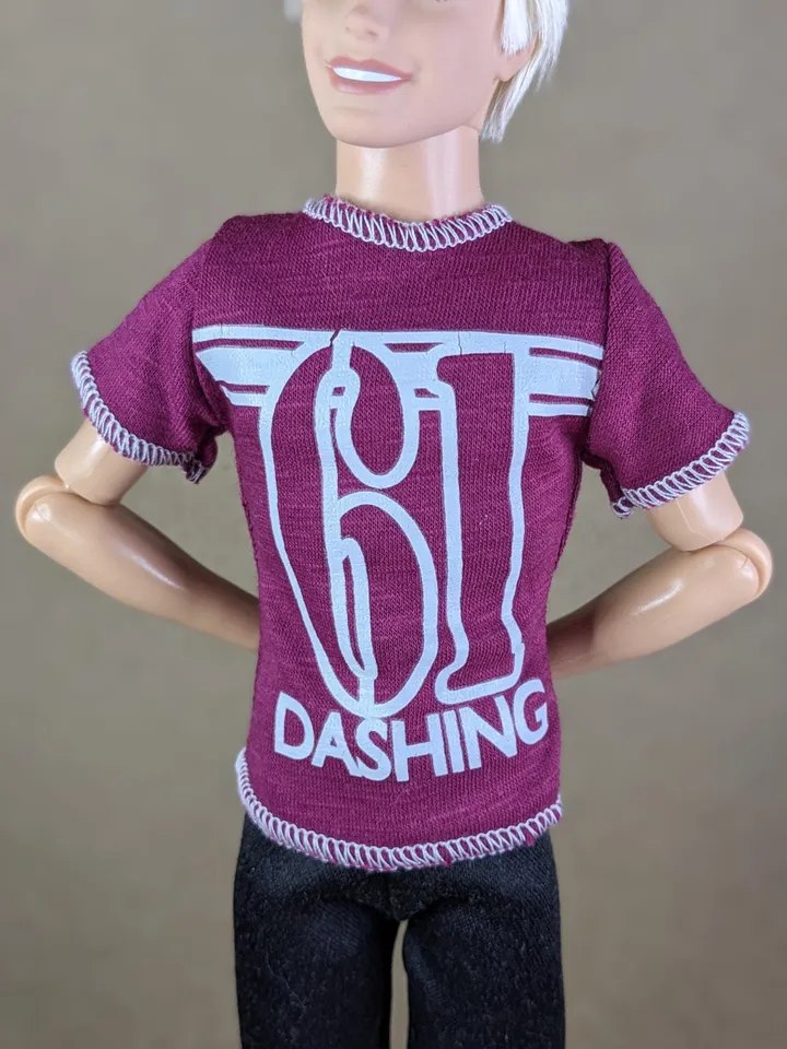 Red wine printed T-shirt for 12-inch fashion male dolls
