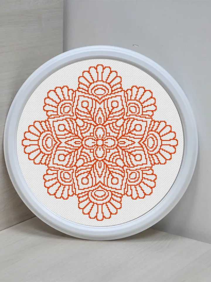 Mandala cross stitch pattern download PDF Modern quick cross stitch Monochrome cross stitch Flower mandala digital beginner stitch #M142