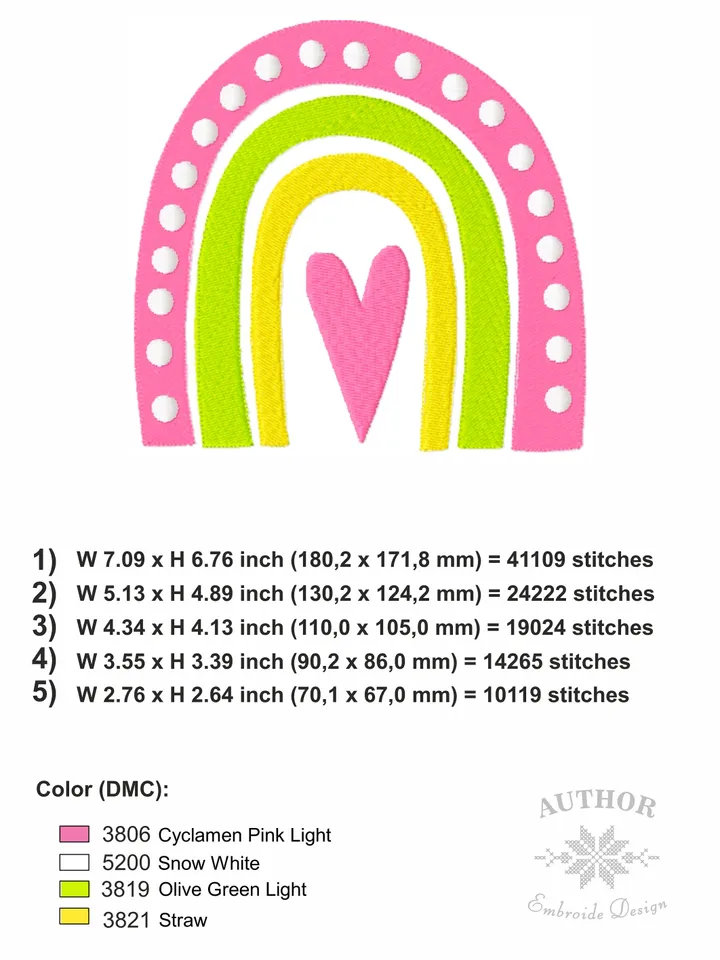 Boho rainbow embroidery design bundle, Machine embroidery rainbow 5 sizes, Baby embroidery patterns, Embroidery files bohemian rainbow #R12