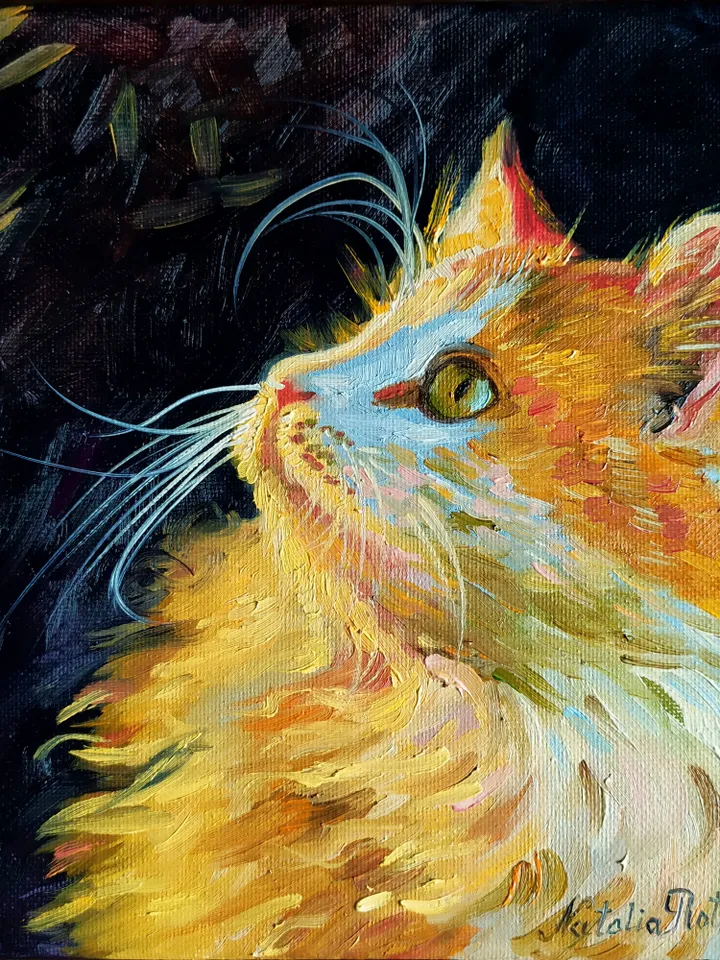 Cat painting Animal Original Art Ginger Cat Artwork fine art canvas oil painting