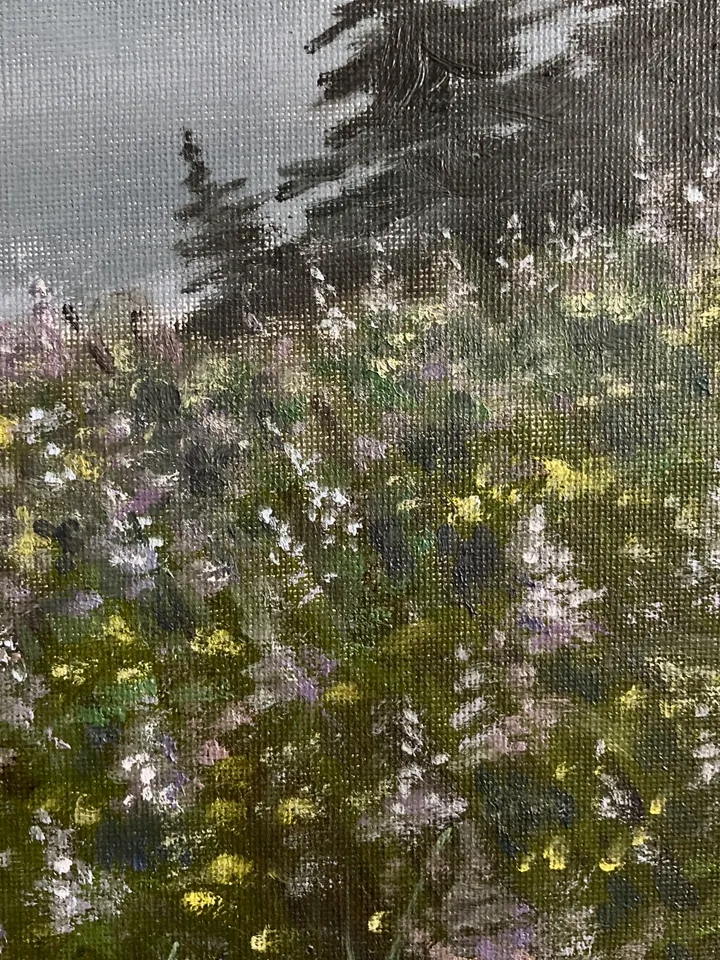 Forest Painting Landscape Oil Artwork Foggy Art Moody Painting On Stretched Canvas 16x16 in