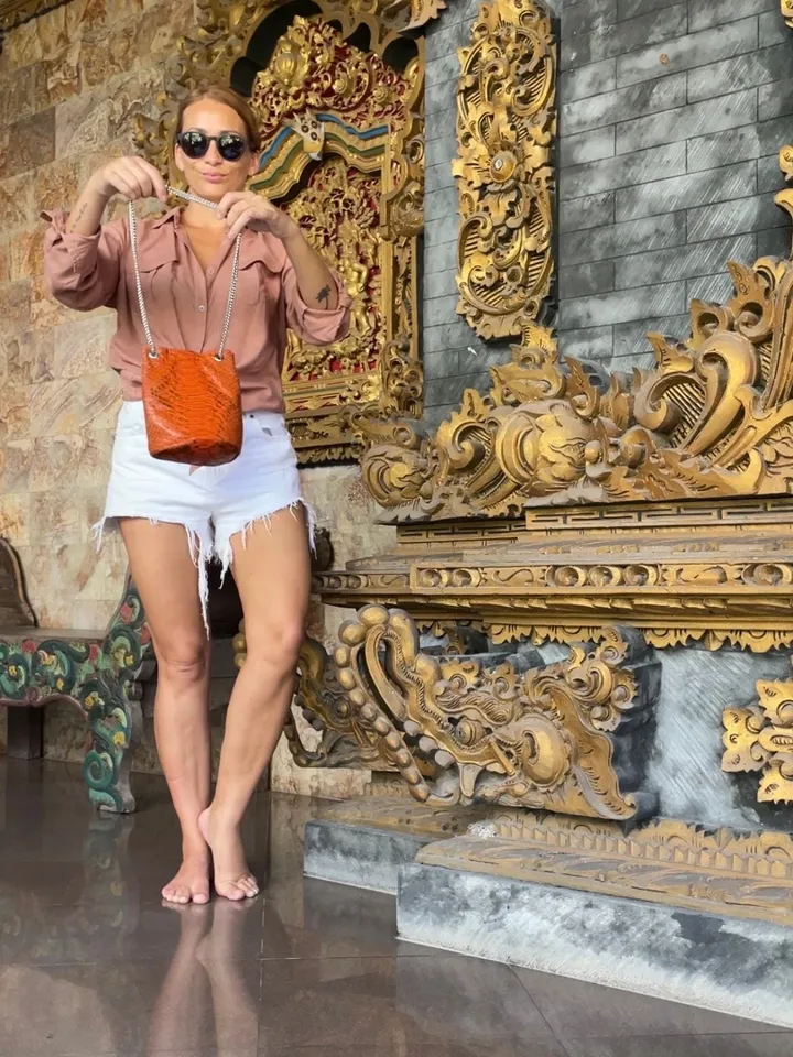 Genuine python skin bucket orange chain bag / designer women purse / bright soft bag / exotic leather bags free shipping | gift for her