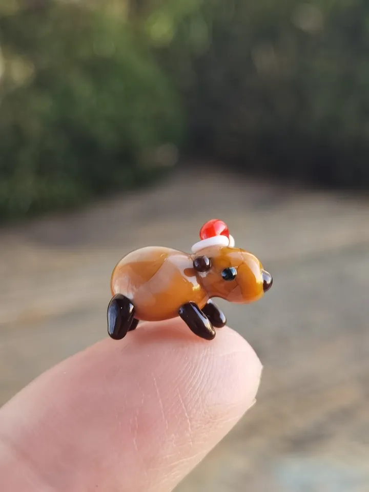 GLASS FIGURINES Capybara figurine Glass Capybara Miniature Capybara tiny Capybara Tiny glass animals Terrarium Dollhouse miniature