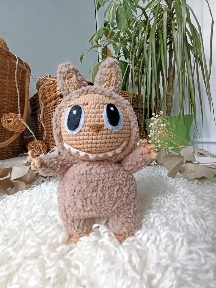 Amigurumi Labubu crochet pattern. Popular teddy bunny Labubu pattern. Labubu crochet pattern toy.