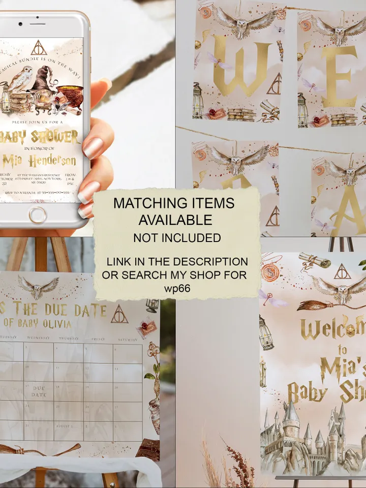 11 WIZARD SIGNS Wizard Baby Shower; Magic School Baby Shower template; The Owlery; The wand chooses the Wizard; Hats and Brooms; wP66