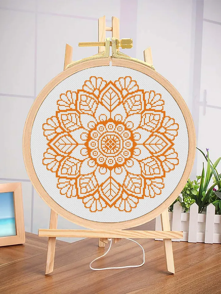Mandala flower cross stitch pattern download PDF, Floral ornament cross stitch chart, Easy mandala pattern digital PDF, DIY Home decor #M14