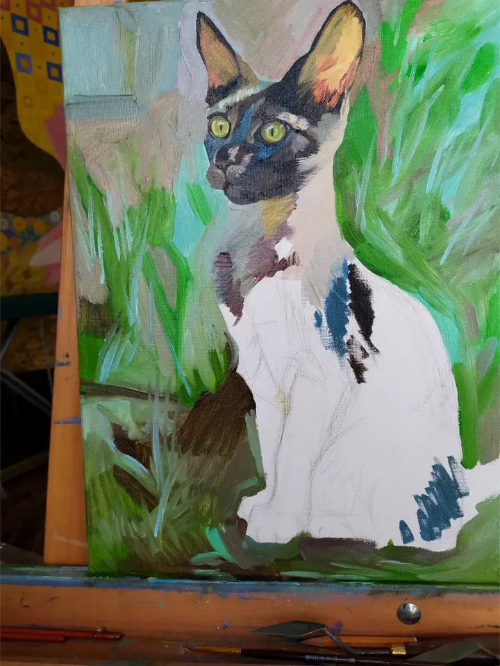 Maine Coon painting oil Animal Original Art Black Cat Artwork fine art Grey Pet canvas art by Natalia Plotnikova