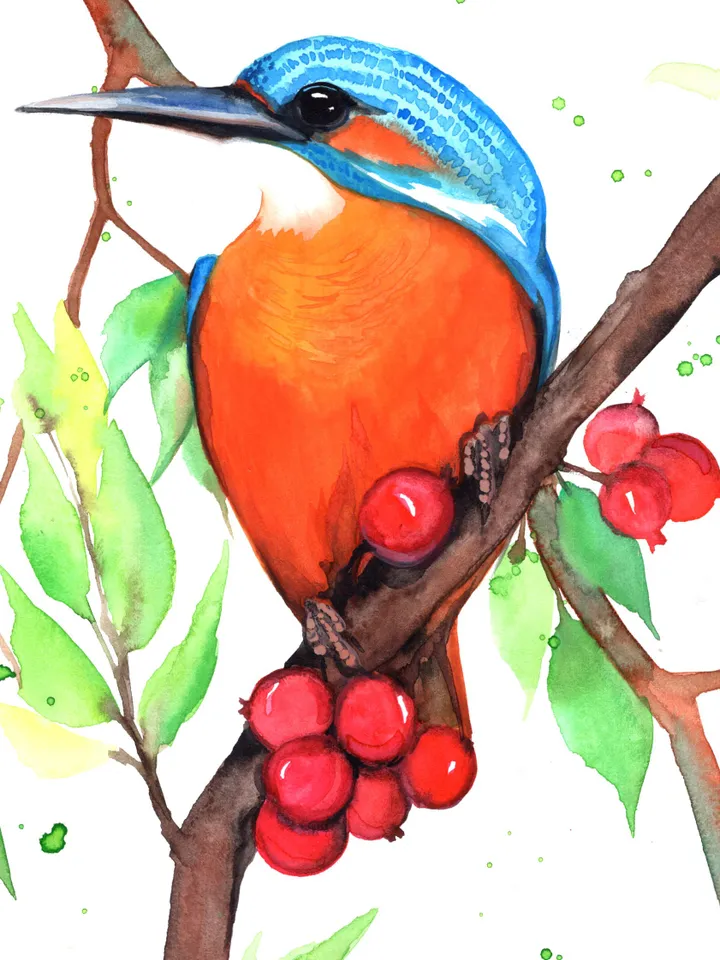 Bird on a tree branch Watercolour, bird painting, wall decor, birds lover gift, 8x11 in handmade art by Anne Gorywine