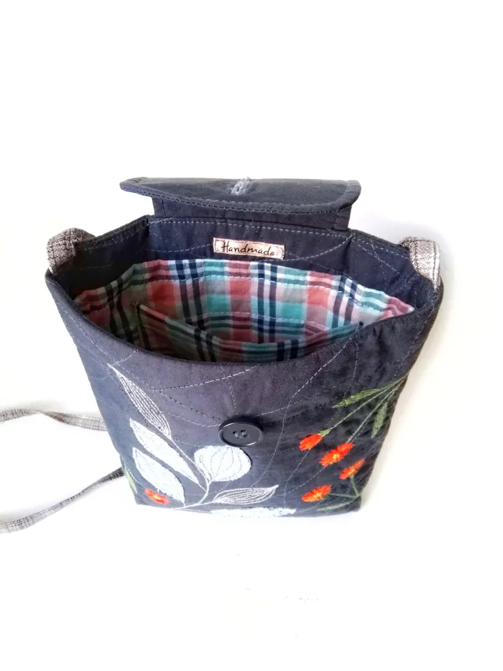 Handmade Hand Embroidered Fabric Cross Body Bag for Women - Unique Small Purse Adorned with Bright Beautiful Flowers. FREE SHIPPING!