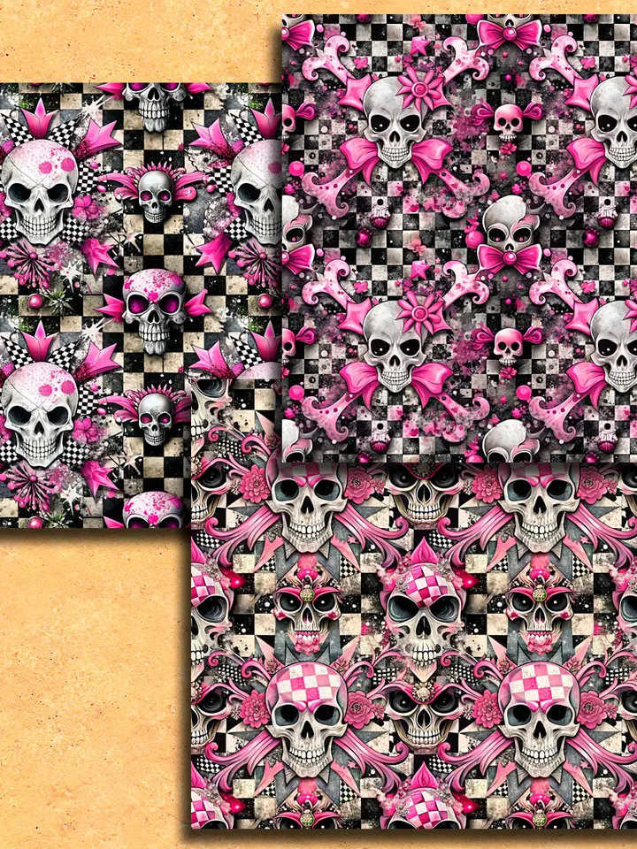 Patterns with cute skulls 16 pieces, Magic paper for printing, creativity, scrapbooking, office.
Patterns with cute skulls 16 pieces, Magic paper for printing, creativity, scrapbooking, office.