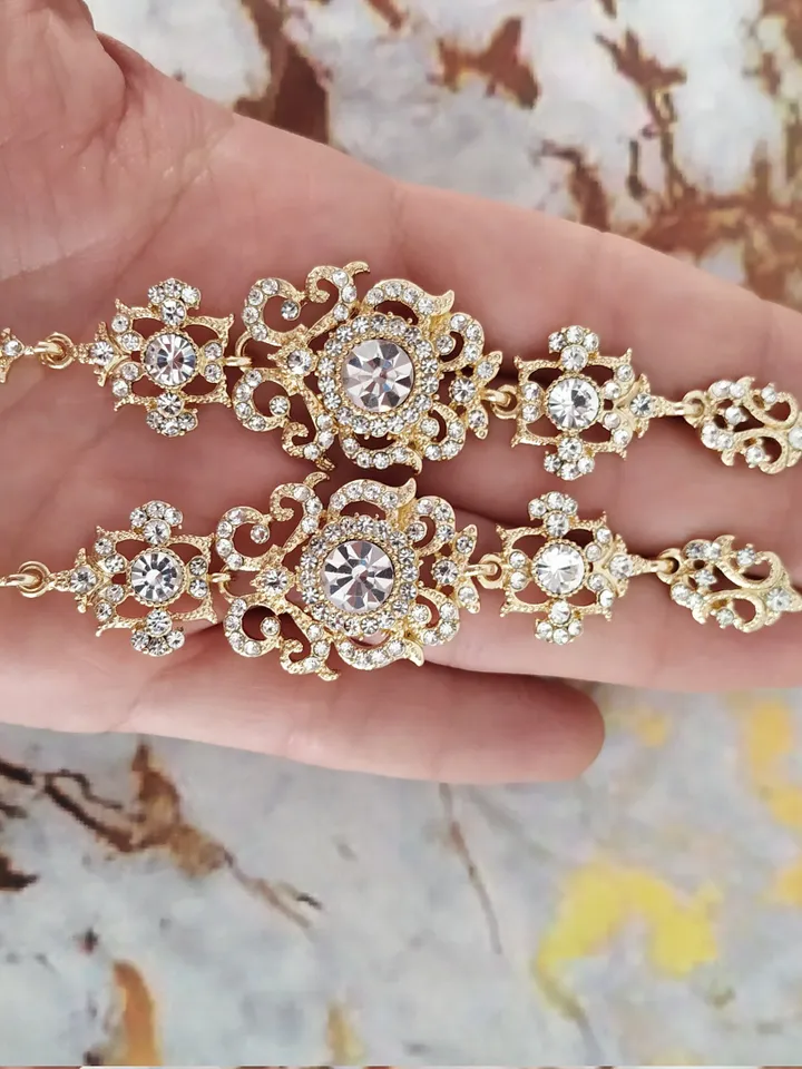 Long Vintage Style Wedding Earrings | Gold , Silver Chandelier Statement Bridal Earrings | Vintage Style Wedding Jewelry | Wedding Gift