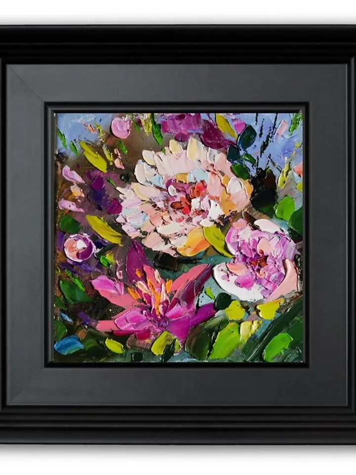 Peonies Painting Canvas Original Art Floral Oil Painting Impasto by Verafe