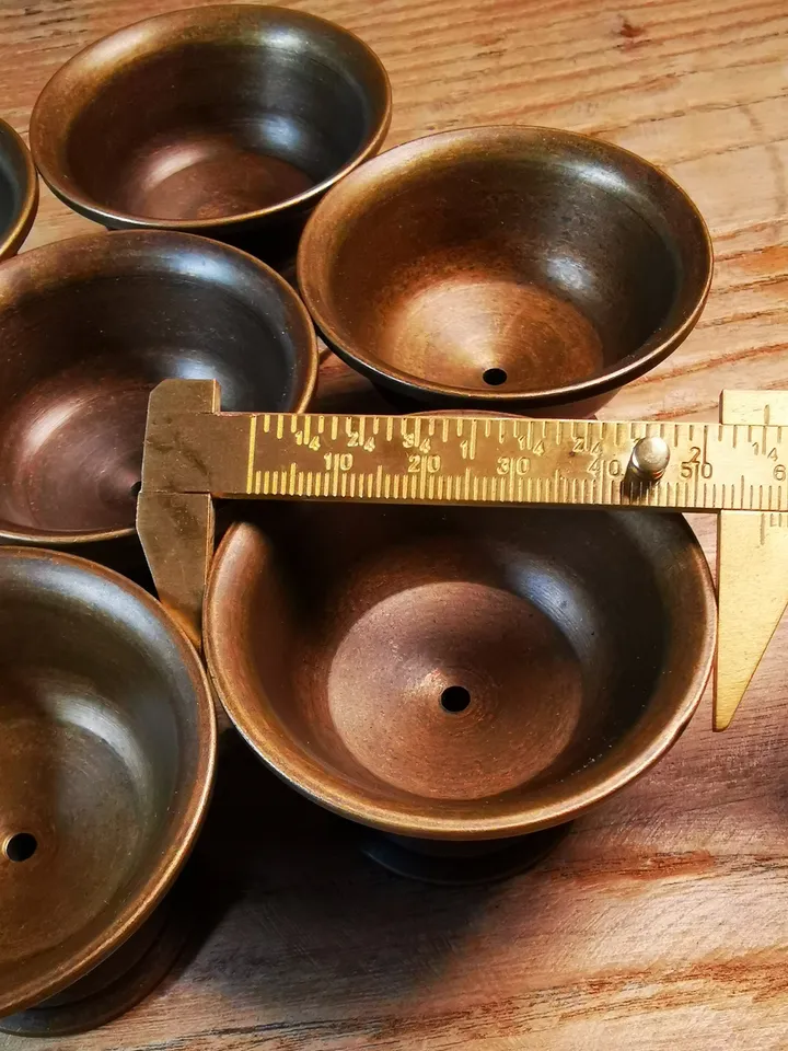 Gandhanra Handmade Tibetan Buddhist Offering Butter Lamps,Made of Red Copper,1 Set of 7 Lamps