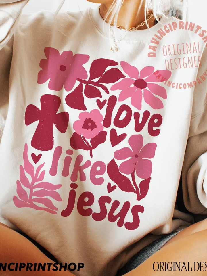 Love Like Jesus png, Boho Valentine png, Christian Valentine png, Bible Verse Quote png, Valentines Sublimation, Jesus png, Floral png, Boho