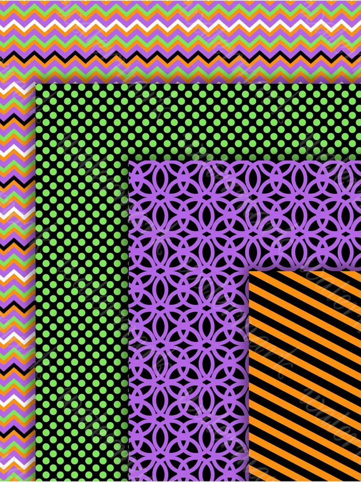 Polka Dots Halloween background, digital paper confetti, Chevron, stripes paper 12*12 inch Digital Instant download