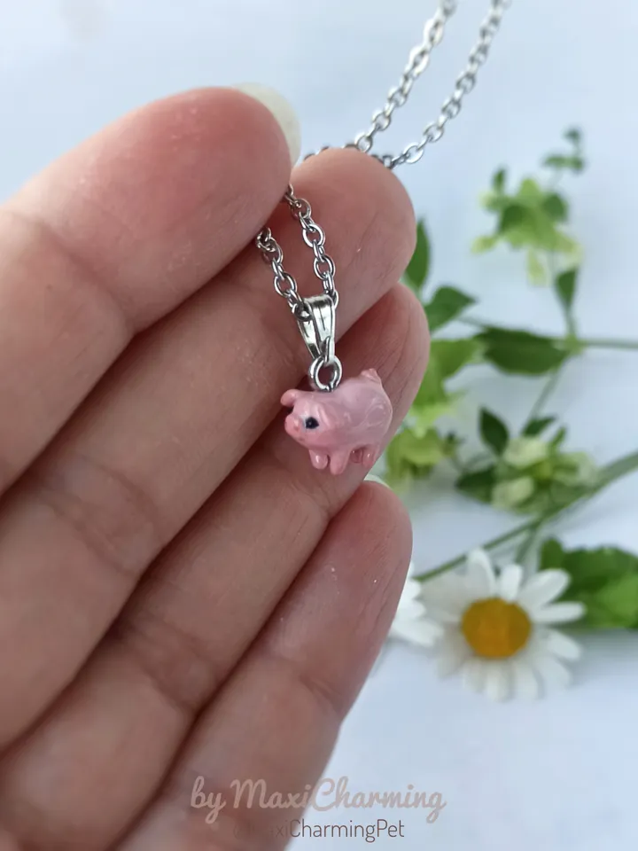 A pig necklace tiny size