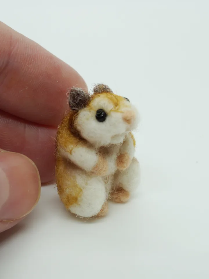 Tiny needle felted hamster, miniature animal, syrian hamster made to order