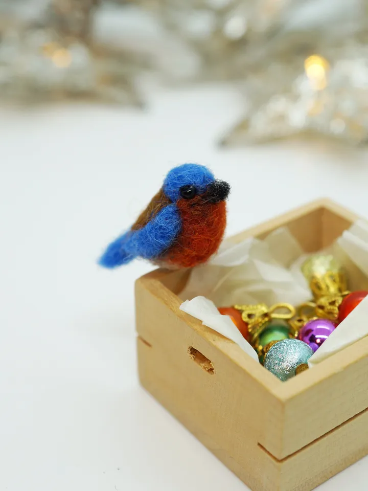 Tiny needle felted bluebird, miniature bird, made to order