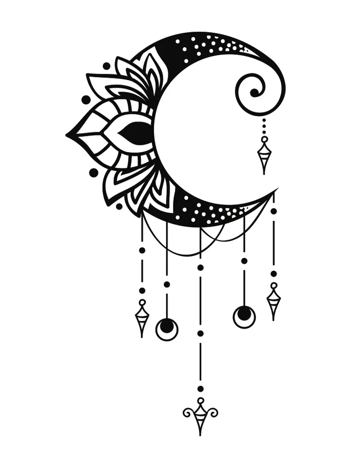 Flower moon svg, Moon Silhouette, Crescent moon svg, Celestial svg, Floral moon phase svg, Dreamcatcher svg