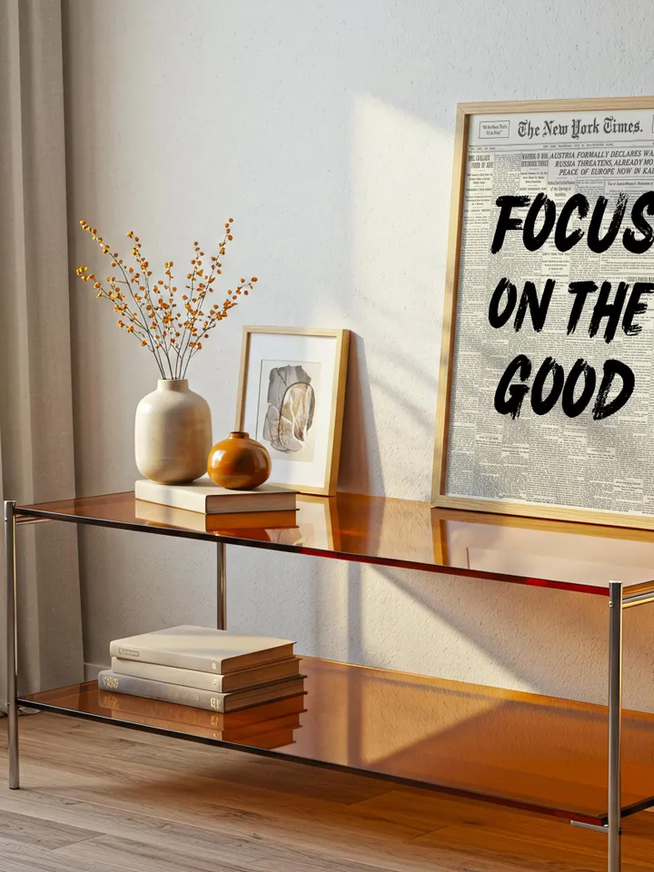 Motivational Quote Print: Focus On The Good, Vintage Newspaper Art (Digital Download)