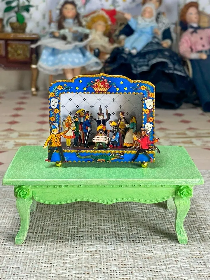 Puppet theater. 1:12. Theater for a dollhouse. Handmade.