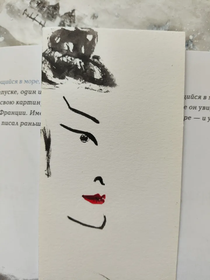 Handpainted bookmark.Original art.Man