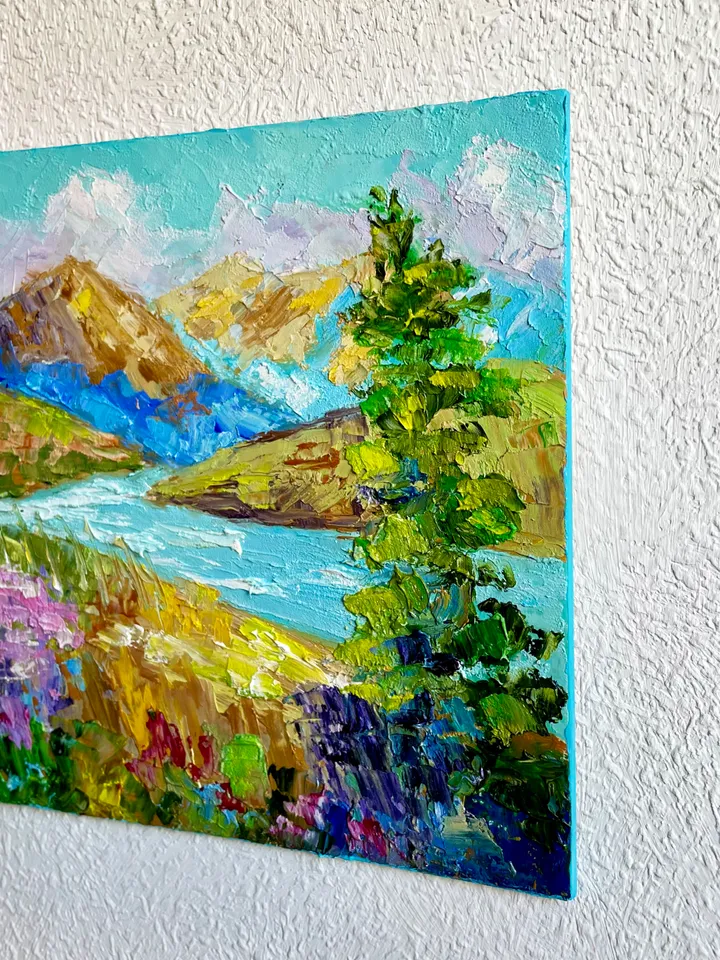 Fall Original Oil Painting Landscape Rocky Mountains Fine Art