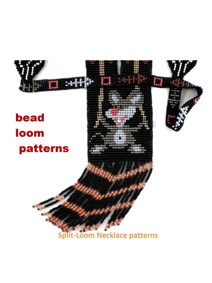 Bead loom patterns, schemes for a Gerdan-Split-Loom Necklace, Beading Loom only Pattern, Instant Download, PDF