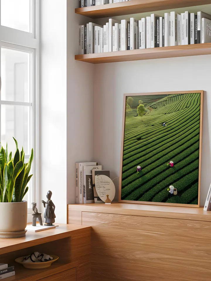 Vietnam Landscape Print | Asian Nature Wall Decor | Minimalist Green Poster | Asian Landscape Print | Vietnam Tea Garden Poster | Digital