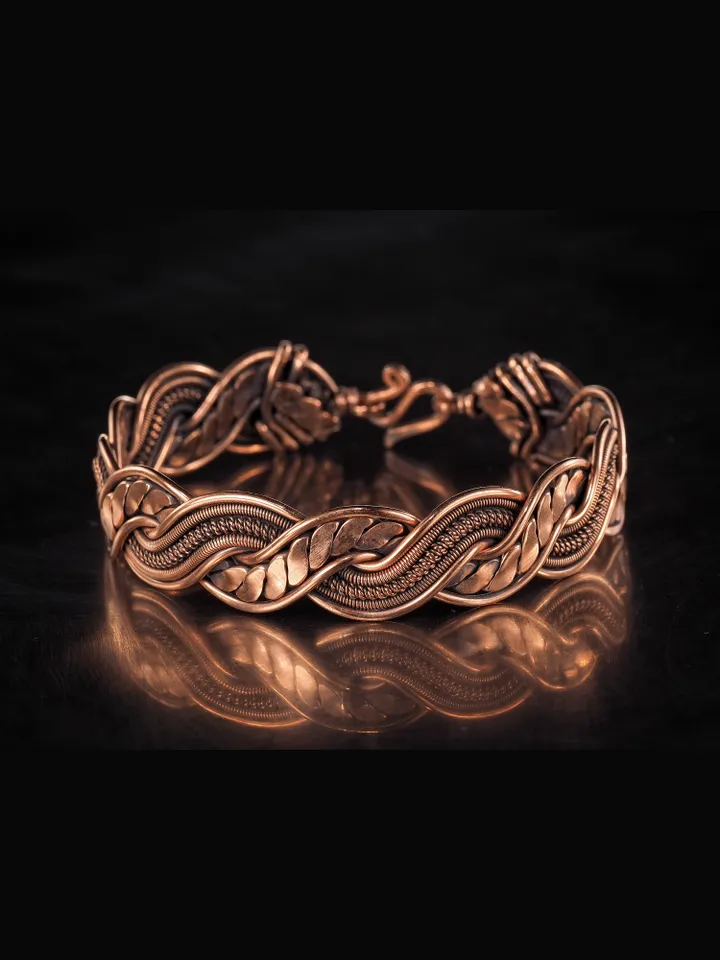 Woven copper wire bracelet Antique style handcrafted copper jewelry Unique gift