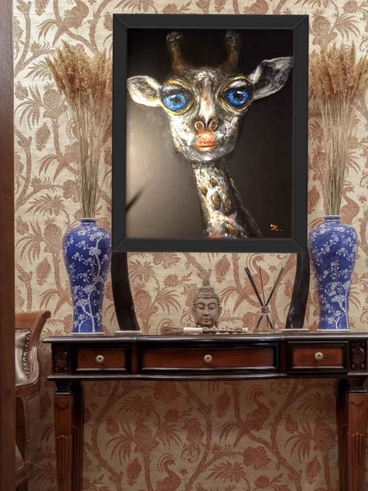 Fantasy giraffe painting,original giraffe painting,acrylic,stretched canvas.