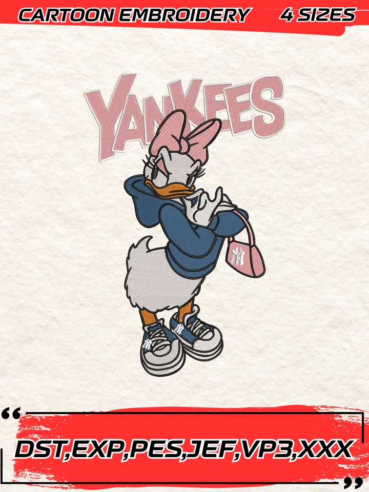 Disney Daisy Yankees Embroidery Designs,Disney Daisy Embroidery Design,4 Sizes, Digital Download