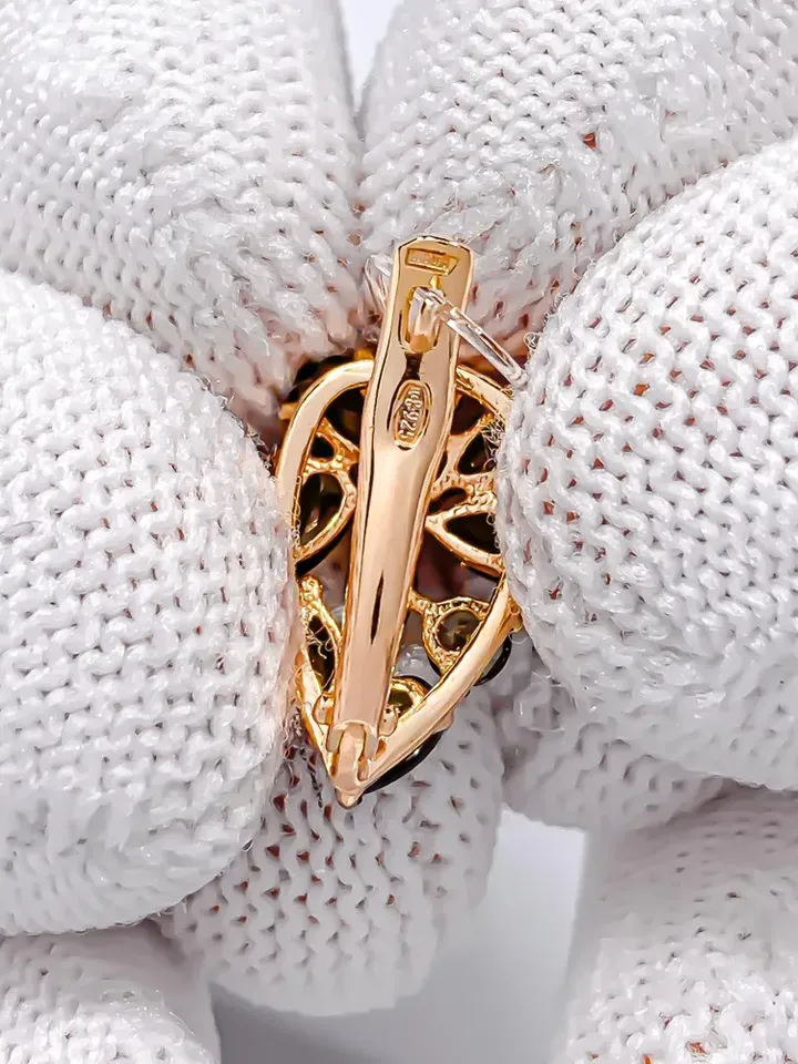 Earrings jewelry Silver gold plated 925 assay value with tourmaline
