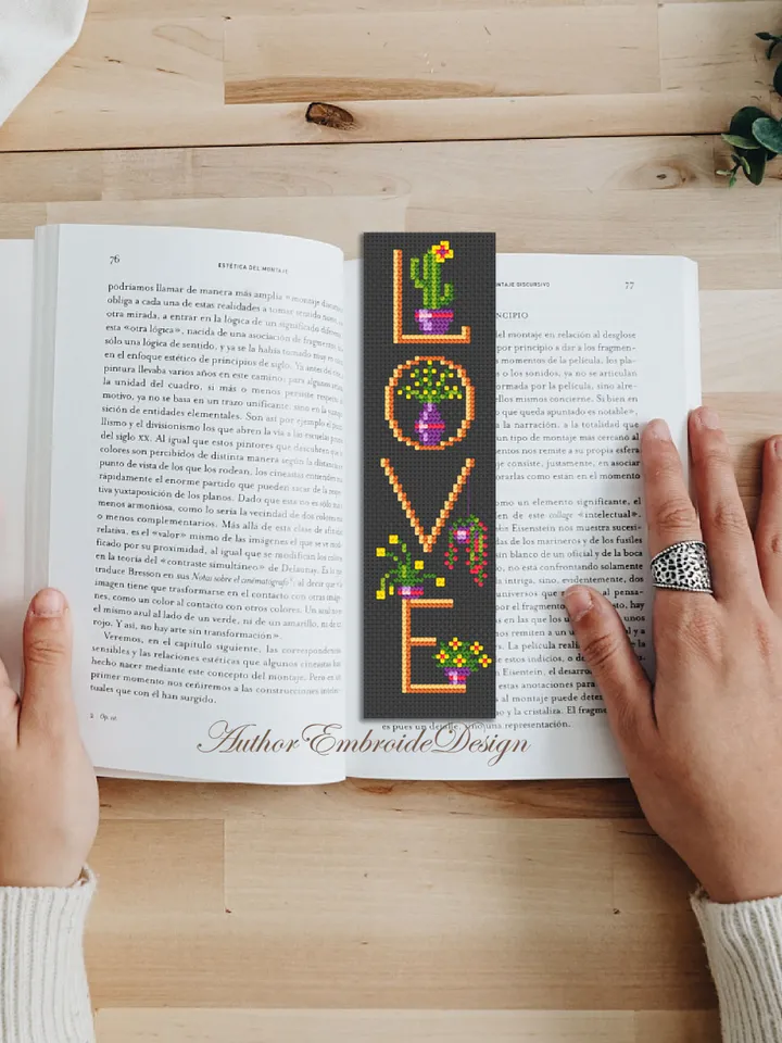 Plant bookmark cross stitch pattern PDF download House plants cross stitch chart, Floral bookmark pattern digital PDF, Book lover gift #B338
